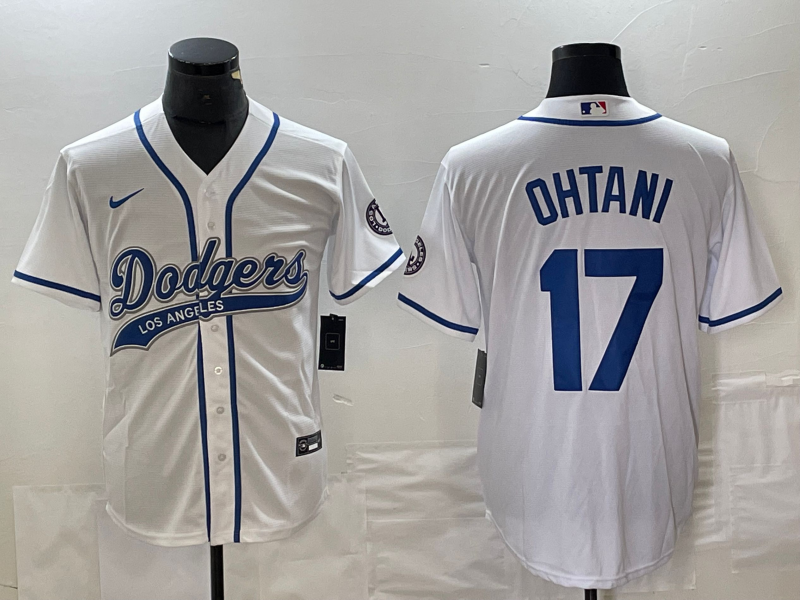 Men's Los Angeles Dodgers Shohei Ohtani #17 White Jersey Joint Edition